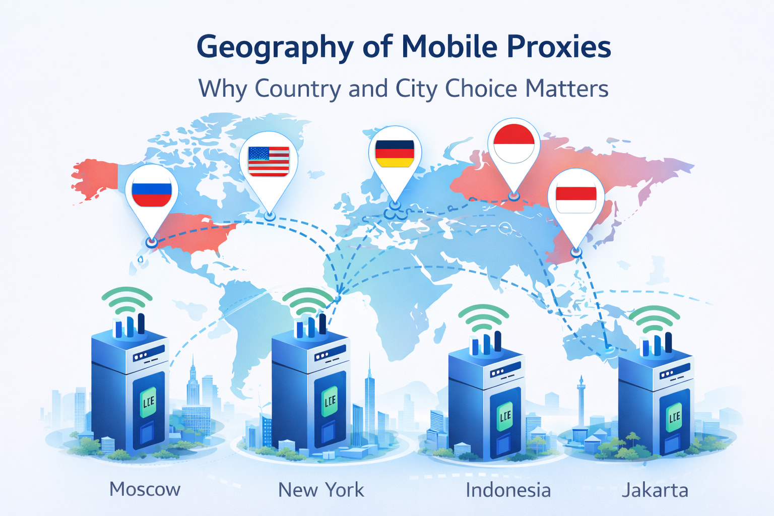 Geography of mobile proxies by country and city