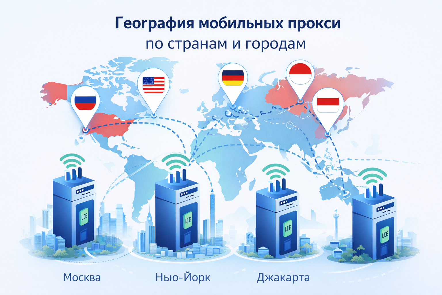 География мобильных прокси по странам и городам