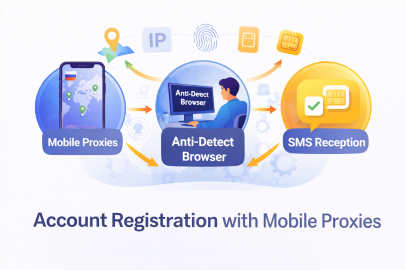 Account registration with mobile proxies and anti-detect browser