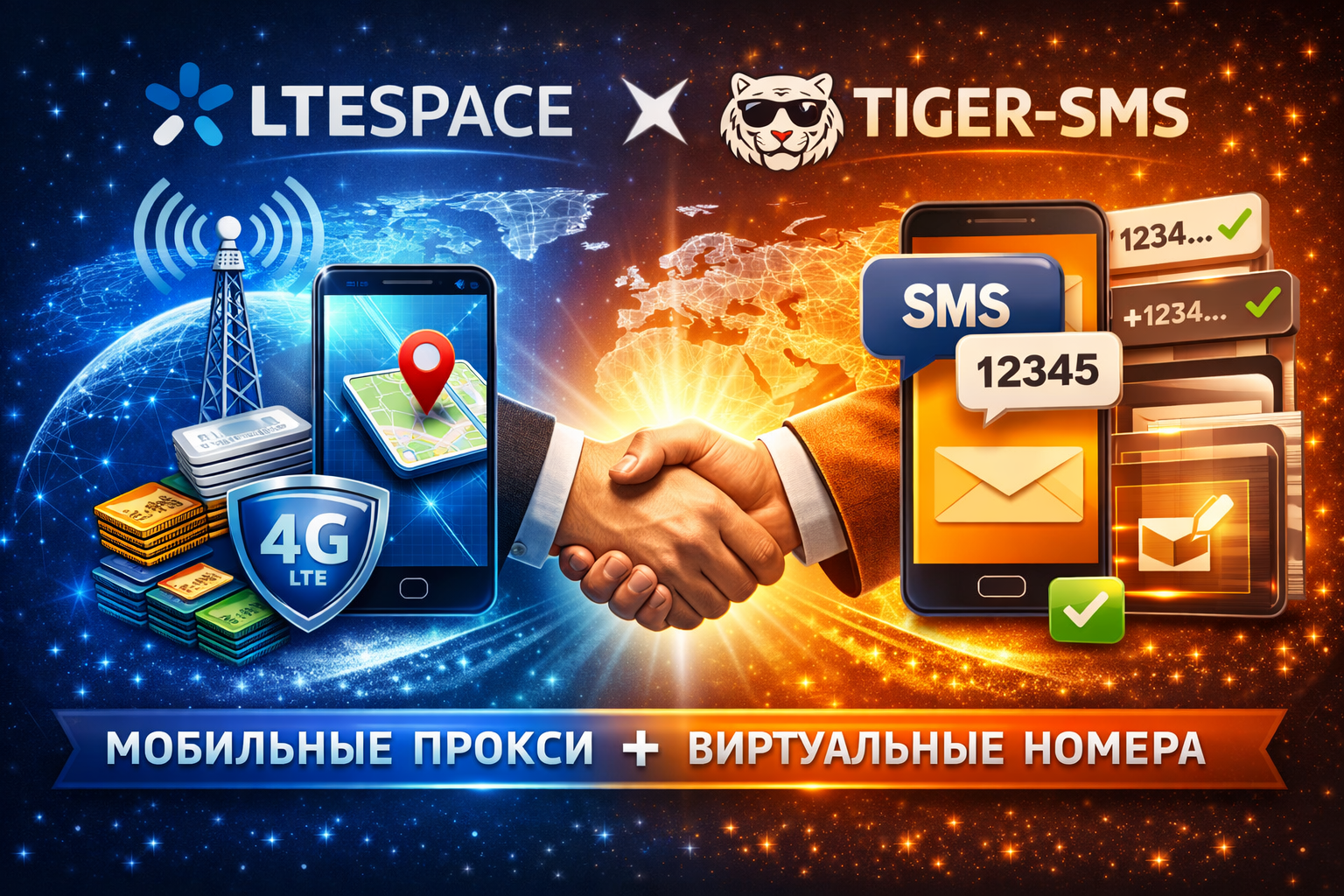 Tiger-SMS и мобильные прокси LTESpace для регистрации аккаунтов