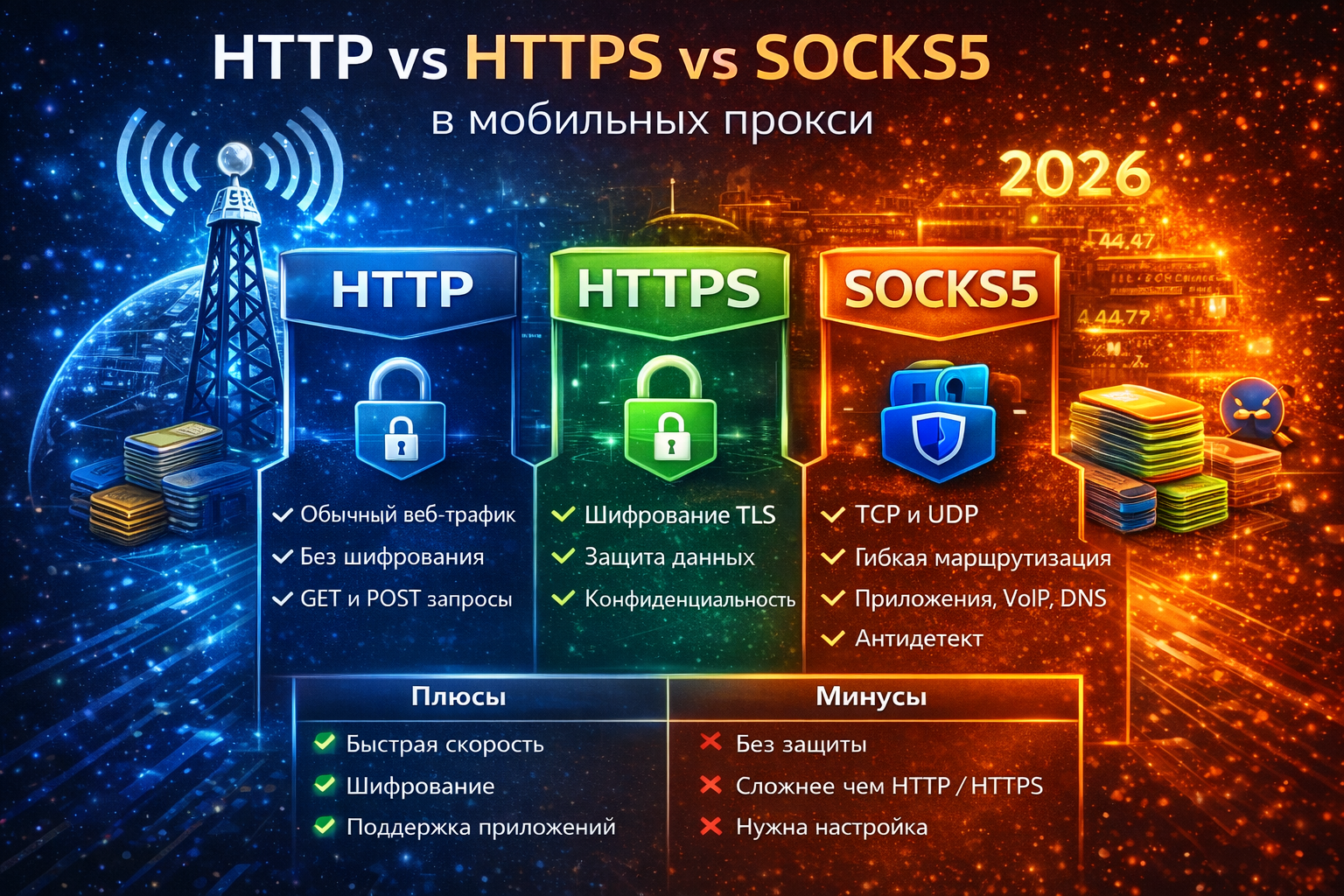 HTTP vs HTTPS vs SOCKS5 в мобильных прокси сравнение