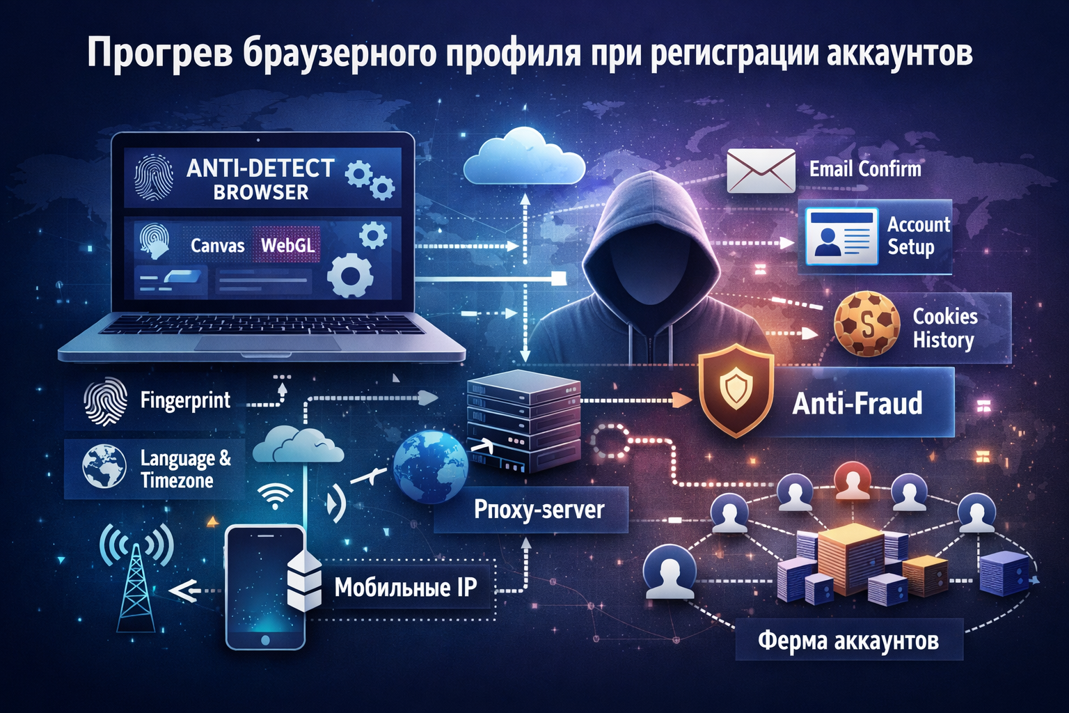 Прогрев браузерного профиля при регистрации аккаунтов через мобильные прокси