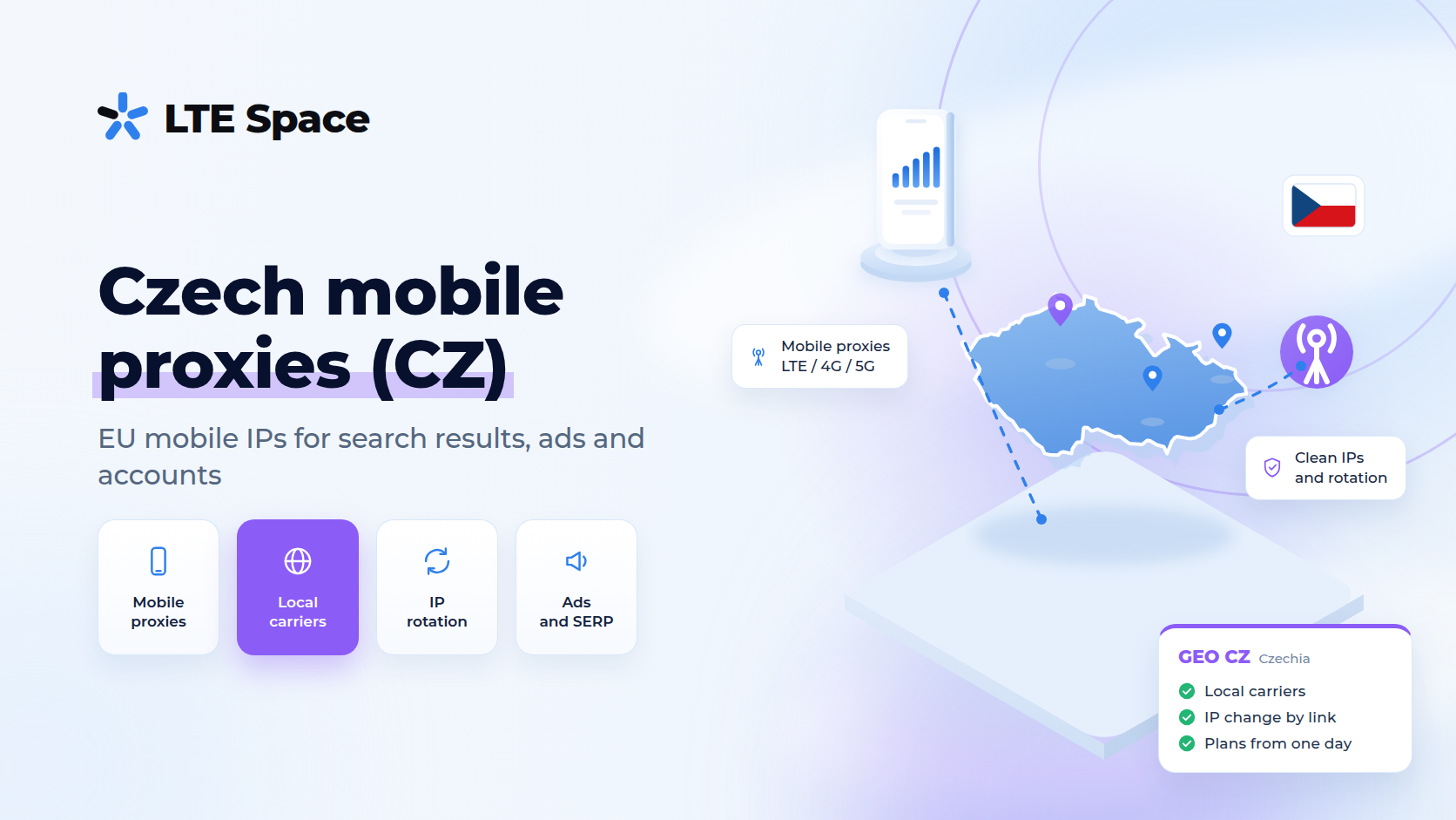 Czech mobile proxies GEO CZ for European search results and ads