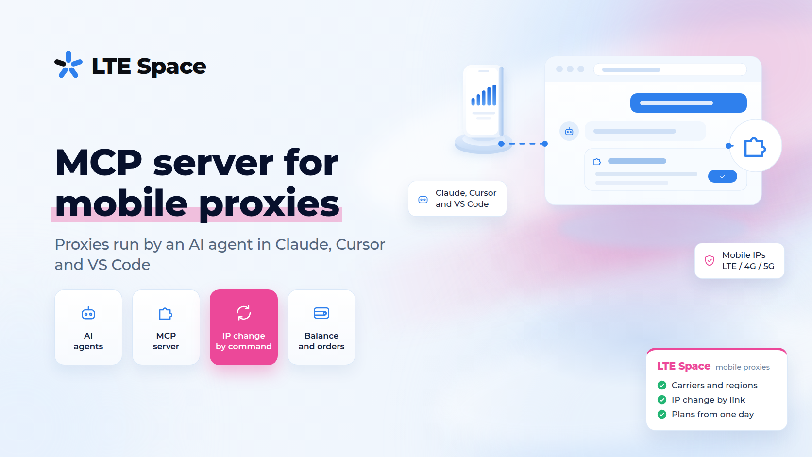 Mobile proxy MCP server for AI agents in Claude, Cursor and VS Code