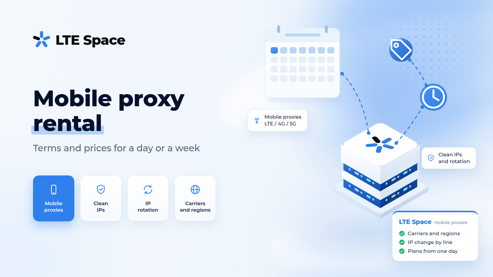 Mobile proxy rental for a day, a week and a month
